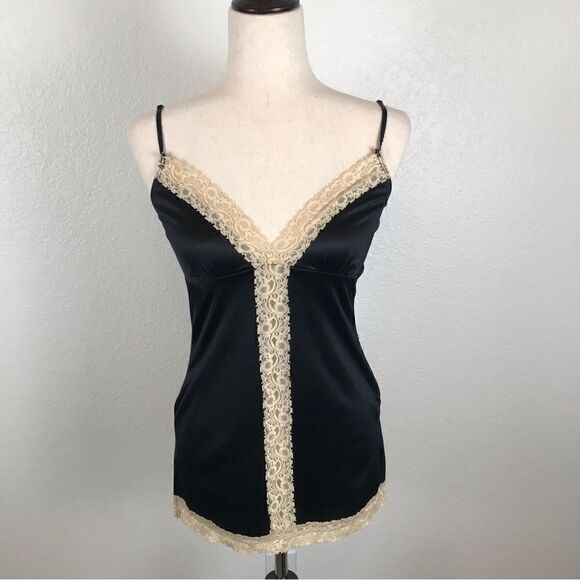 Wet Seal Y2K black satin & lace cami tank top M* Whimsygoth - Picture 1 of 8